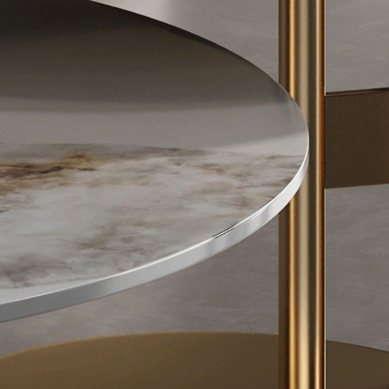 Modern Round Slate Cocktail Table Stainless Steel Pedestal Coffee Table Clearhalo 'Coffee & Accent Tables' 'Coffee Tables' 'coffee_tables' 'furn' 'furn_coffee_tables' 'Furniture' 'Living Room Furniture' 6671460