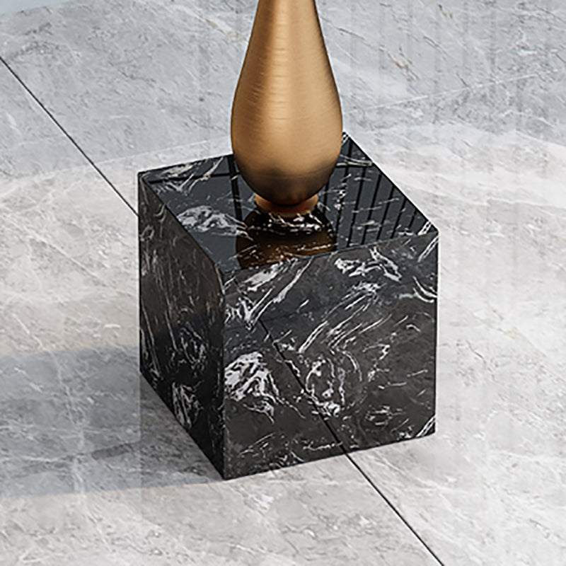 Contemporary Stone Top End Table 23.62" Tall Pedestal Side Table