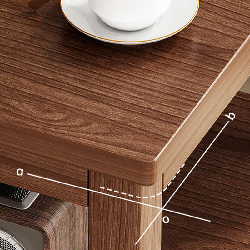 Contemporary Side Table Double Tier Wood Accent Side Table with Shelf