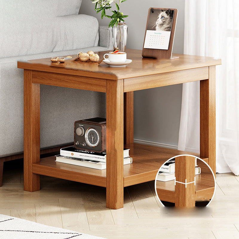 Contemporary Side Table Double Tier Wood Accent Side Table with Shelf