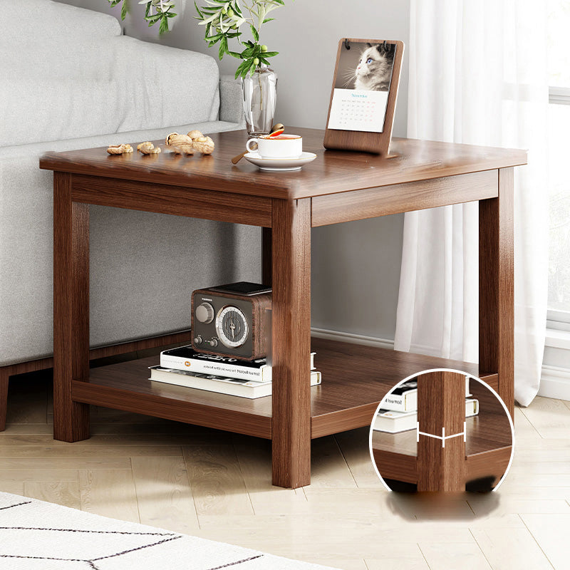 Contemporary Side Table Double Tier Wood Accent Side Table with Shelf