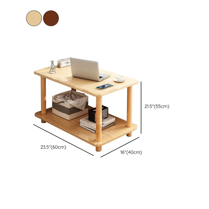 Contemporary Side Table Double Tier Wood Accent Side Table with Shelf