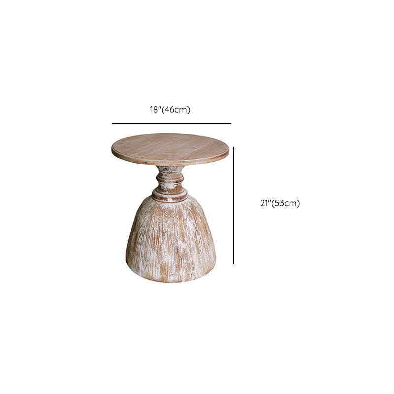 Tavolo laterale rotondo rustico in legno solido Fine laterale del piedistallo