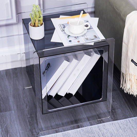 Modern Square End Table Double Tier Corner Table with Storage Clearhalo 'Coffee & Accent Tables' 'End & Side Tables' 'end_side_tables' 'furn' 'furn_end_side_tables' 'Furniture' 'Living Room Furniture' 6671684