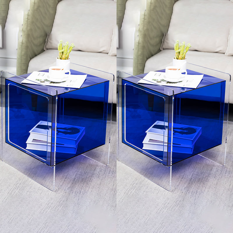Modern Square End Table Double Tier Corner Table with Storage Blue 2 Clearhalo 'Coffee & Accent Tables' 'End & Side Tables' 'end_side_tables' 'furn' 'furn_end_side_tables' 'Furniture' 'Living Room Furniture' 6671694