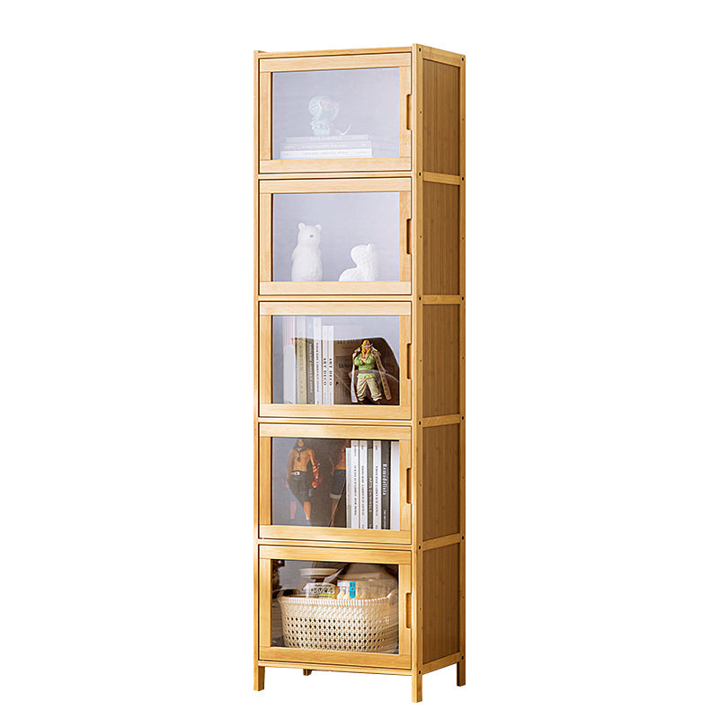 Contemporary Rectangle Storage Cabinet Natural Finish Accent Cabinet with Doors 17"L x 13"W x 61"H Light Yellow Clearhalo 'Cabinets & Chests' 'cabinets_chests' 'furn' 'furn_cabinets_chests' 'Furniture' 'Living Room Furniture' 6671816