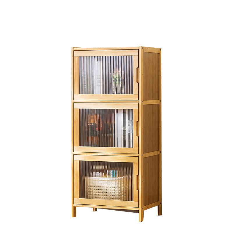 Contemporary Rectangle Storage Cabinet Natural Finish Accent Cabinet with Doors 17"L x 13"W x 38"H Natural Clearhalo 'Cabinets & Chests' 'cabinets_chests' 'furn' 'furn_cabinets_chests' 'Furniture' 'Living Room Furniture' 6671821