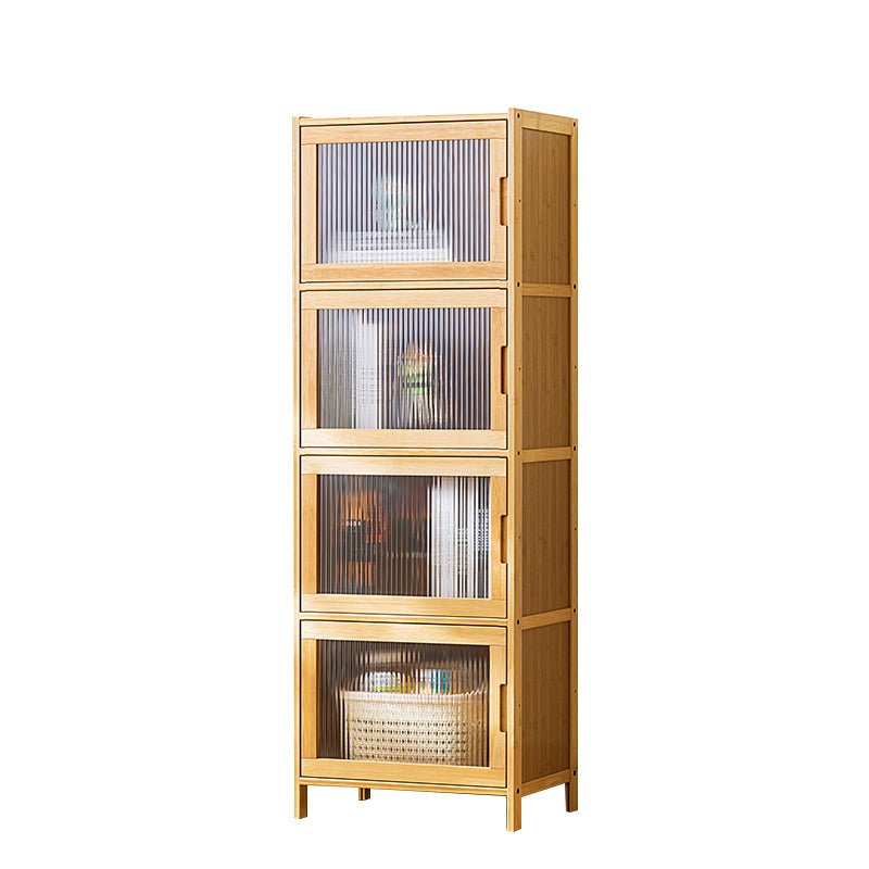 Contemporary Rectangle Storage Cabinet Natural Finish Accent Cabinet with Doors 17"L x 13"W x 49"H Natural Clearhalo 'Cabinets & Chests' 'cabinets_chests' 'furn' 'furn_cabinets_chests' 'Furniture' 'Living Room Furniture' 6671823