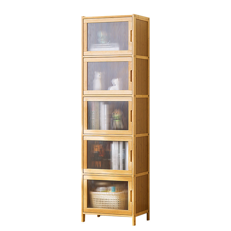 Contemporary Rectangle Storage Cabinet Natural Finish Accent Cabinet with Doors 17"L x 13"W x 61"H Natural Clearhalo 'Cabinets & Chests' 'cabinets_chests' 'furn' 'furn_cabinets_chests' 'Furniture' 'Living Room Furniture' 6671826