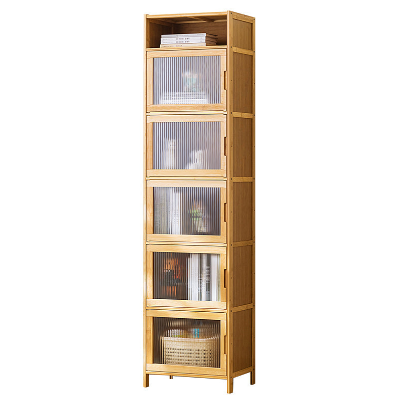 Contemporary Rectangle Storage Cabinet Natural Finish Accent Cabinet with Doors 17"L x 13"W x 67"H Natural Clearhalo 'Cabinets & Chests' 'cabinets_chests' 'furn' 'furn_cabinets_chests' 'Furniture' 'Living Room Furniture' 6671828
