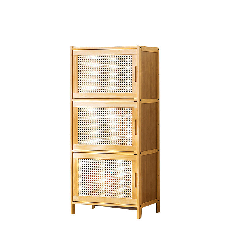 Contemporary Rectangle Storage Cabinet Natural Finish Accent Cabinet with Doors 17"L x 13"W x 38"H Yellow Clearhalo 'Cabinets & Chests' 'cabinets_chests' 'furn' 'furn_cabinets_chests' 'Furniture' 'Living Room Furniture' 6671831