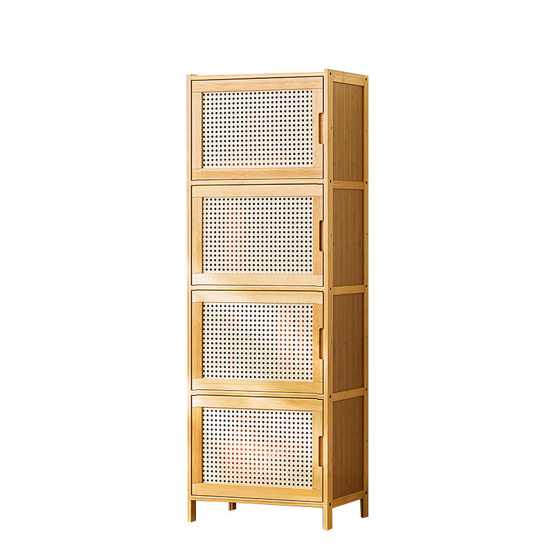 Contemporary Rectangle Storage Cabinet Natural Finish Accent Cabinet with Doors 17"L x 13"W x 49"H Yellow Clearhalo 'Cabinets & Chests' 'cabinets_chests' 'furn' 'furn_cabinets_chests' 'Furniture' 'Living Room Furniture' 6671833