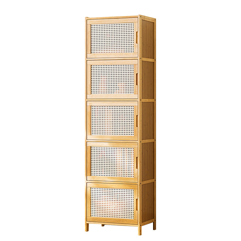 Contemporary Rectangle Storage Cabinet Natural Finish Accent Cabinet with Doors 17"L x 13"W x 61"H Yellow Clearhalo 'Cabinets & Chests' 'cabinets_chests' 'furn' 'furn_cabinets_chests' 'Furniture' 'Living Room Furniture' 6671835