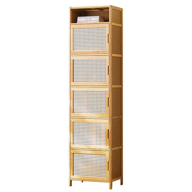 Contemporary Rectangle Storage Cabinet Natural Finish Accent Cabinet with Doors 17"L x 13"W x 67"H Yellow Clearhalo 'Cabinets & Chests' 'cabinets_chests' 'furn' 'furn_cabinets_chests' 'Furniture' 'Living Room Furniture' 6671837