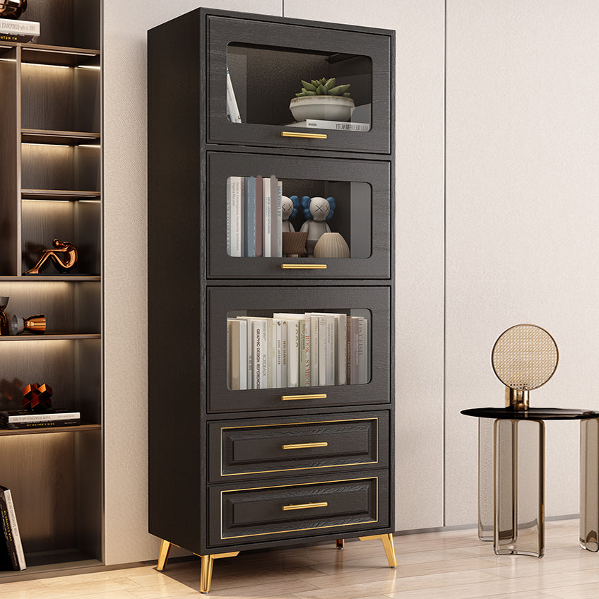 Contemporary Black Chest Glass Paned Accent Cabinet with Drawer Clearhalo 'Cabinets & Chests' 'cabinets_chests' 'furn' 'furn_cabinets_chests' 'Furniture' 'Living Room Furniture' 6671847