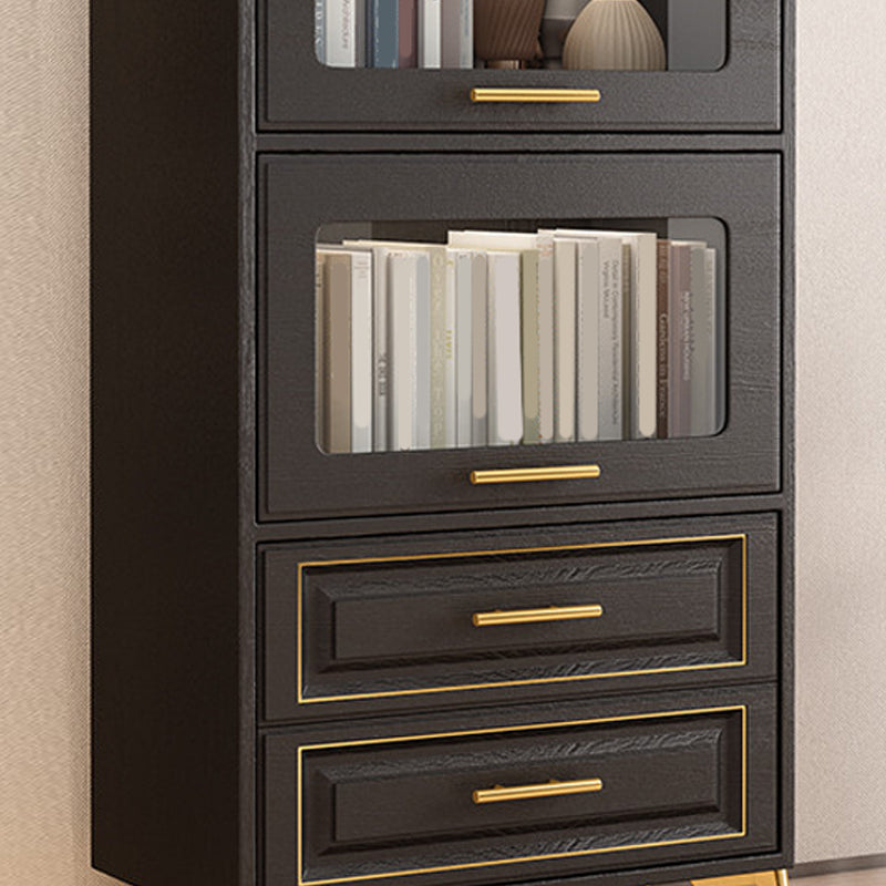 Contemporary Black Chest Glass Paned Accent Cabinet with Drawer Clearhalo 'Cabinets & Chests' 'cabinets_chests' 'furn' 'furn_cabinets_chests' 'Furniture' 'Living Room Furniture' 6671851