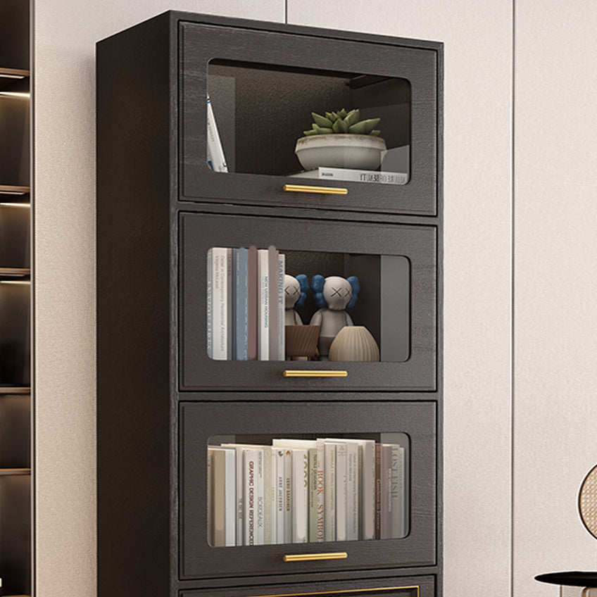 Contemporary Black Chest Glass Paned Accent Cabinet with Drawer Clearhalo 'Cabinets & Chests' 'cabinets_chests' 'furn' 'furn_cabinets_chests' 'Furniture' 'Living Room Furniture' 6671852