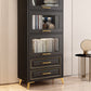 Contemporary Black Chest Glass Paned Accent Cabinet with Drawer Clearhalo 'Cabinets & Chests' 'cabinets_chests' 'furn' 'furn_cabinets_chests' 'Furniture' 'Living Room Furniture' 6671853