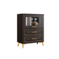 Contemporary Black Chest Glass Paned Accent Cabinet with Drawer Clearhalo 'Cabinets & Chests' 'cabinets_chests' 'furn' 'furn_cabinets_chests' 'Furniture' 'Living Room Furniture' 6671854