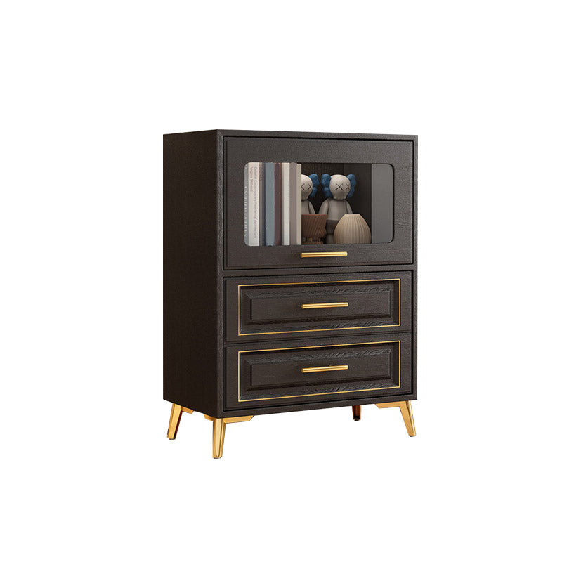 Contemporary Black Chest Glass Paned Accent Cabinet with Drawer Clearhalo 'Cabinets & Chests' 'cabinets_chests' 'furn' 'furn_cabinets_chests' 'Furniture' 'Living Room Furniture' 6671854