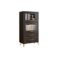 Contemporary Black Chest Glass Paned Accent Cabinet with Drawer Clearhalo 'Cabinets & Chests' 'cabinets_chests' 'furn' 'furn_cabinets_chests' 'Furniture' 'Living Room Furniture' 6671855