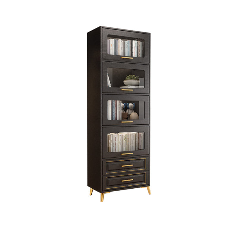 Contemporary Black Chest Glass Paned Accent Cabinet with Drawer Clearhalo 'Cabinets & Chests' 'cabinets_chests' 'furn' 'furn_cabinets_chests' 'Furniture' 'Living Room Furniture' 6671856