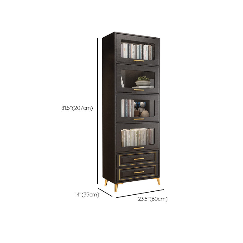 Contemporary Black Chest Glass Paned Accent Cabinet with Drawer Clearhalo 'Cabinets & Chests' 'cabinets_chests' 'furn' 'furn_cabinets_chests' 'Furniture' 'Living Room Furniture' 6671858
