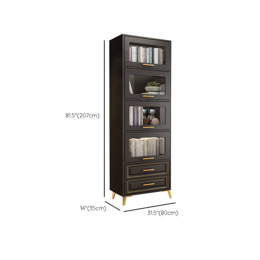 Contemporary Black Chest Glass Paned Accent Cabinet with Drawer Clearhalo 'Cabinets & Chests' 'cabinets_chests' 'furn' 'furn_cabinets_chests' 'Furniture' 'Living Room Furniture' 6671859