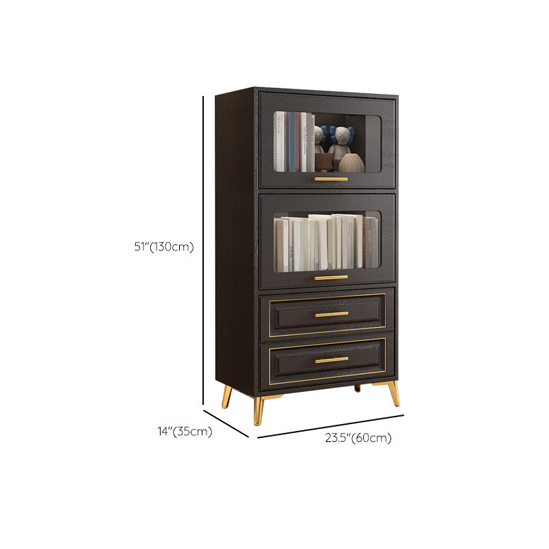 Contemporary Black Chest Glass Paned Accent Cabinet with Drawer Clearhalo 'Cabinets & Chests' 'cabinets_chests' 'furn' 'furn_cabinets_chests' 'Furniture' 'Living Room Furniture' 6671861