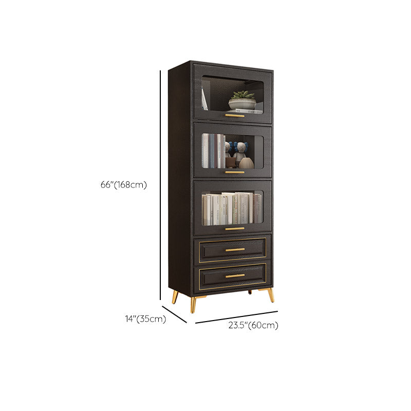 Contemporary Black Chest Glass Paned Accent Cabinet with Drawer Clearhalo 'Cabinets & Chests' 'cabinets_chests' 'furn' 'furn_cabinets_chests' 'Furniture' 'Living Room Furniture' 6671862