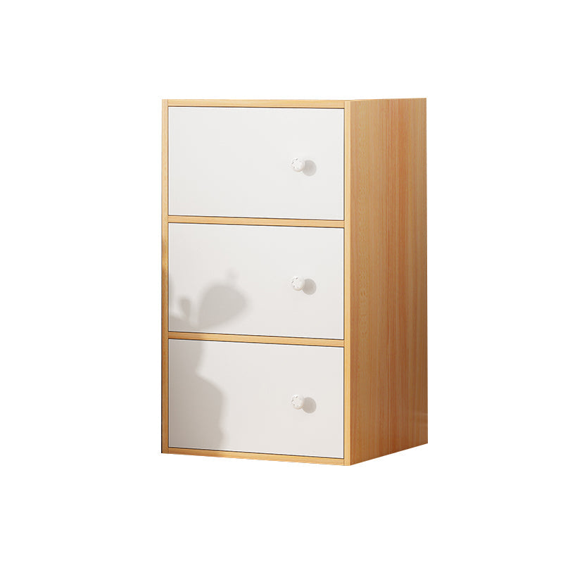 Contemporary Rectangle Storage Cabinet Manufactured Wood Accent Cabinet with Doors 15.7"L x 9.4"W x 30.3"H Natural Wood White Clearhalo 'Cabinets & Chests' 'cabinets_chests' 'furn' 'furn_cabinets_chests' 'Furniture' 'Living Room Furniture' 6671866
