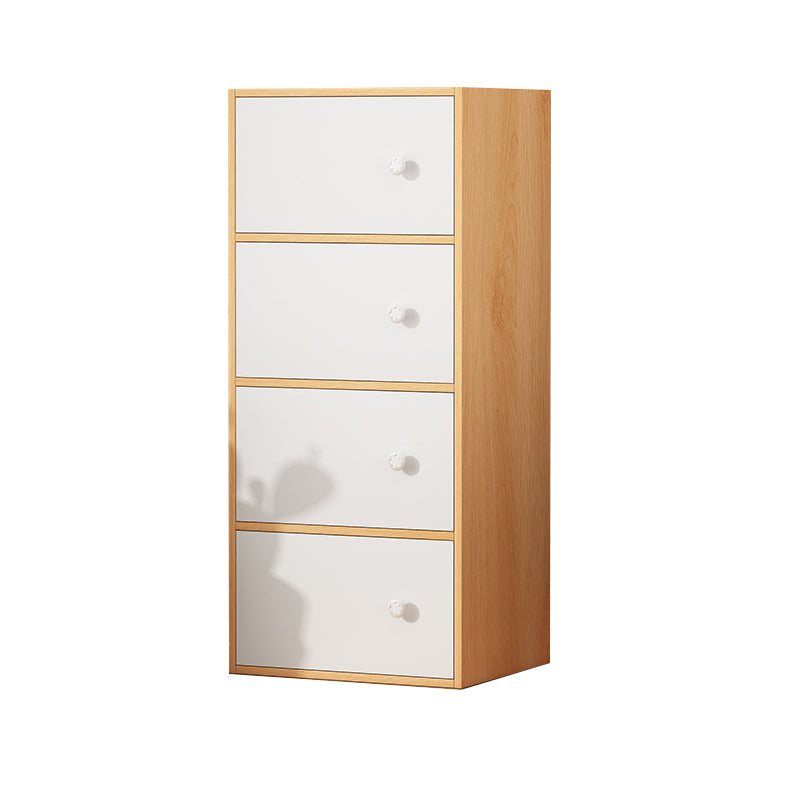 Contemporary Rectangle Storage Cabinet Manufactured Wood Accent Cabinet with Doors 16"L x 9"W x 40"H Natural Wood White Clearhalo 'Cabinets & Chests' 'cabinets_chests' 'furn' 'furn_cabinets_chests' 'Furniture' 'Living Room Furniture' 6671867