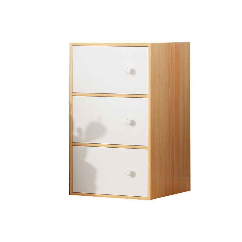 Contemporary Rectangle Storage Cabinet Manufactured Wood Accent Cabinet with Doors 15.7"L x 11.8"W x 30.3"H Natural Wood White Clearhalo 'Cabinets & Chests' 'cabinets_chests' 'furn' 'furn_cabinets_chests' 'Furniture' 'Living Room Furniture' 6671873