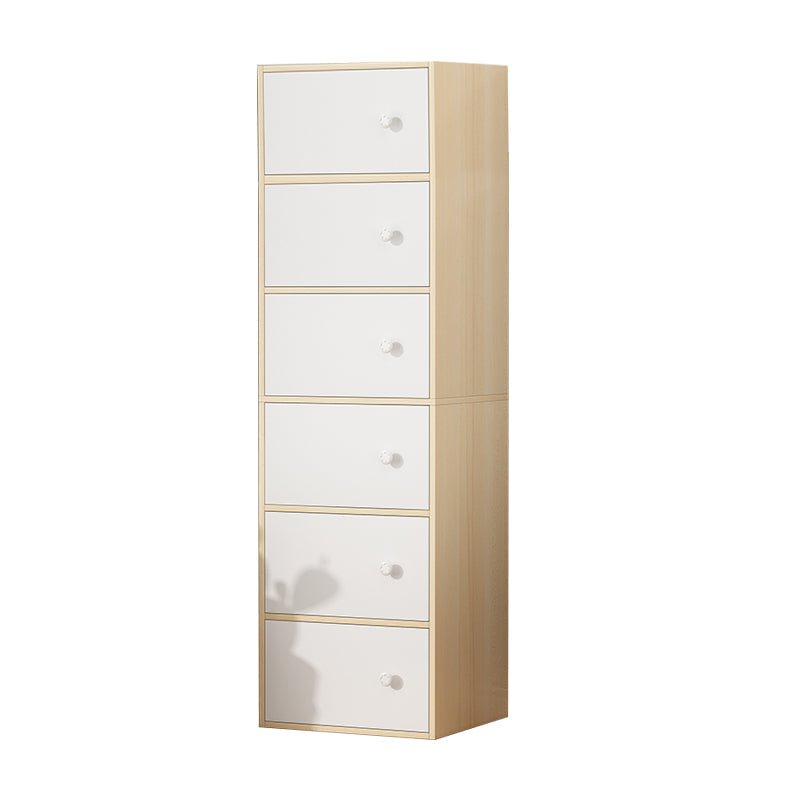 Contemporary Rectangle Storage Cabinet Manufactured Wood Accent Cabinet with Doors 16"L x 12"W x 60"H Natural White Clearhalo 'Cabinets & Chests' 'cabinets_chests' 'furn' 'furn_cabinets_chests' 'Furniture' 'Living Room Furniture' 6671904
