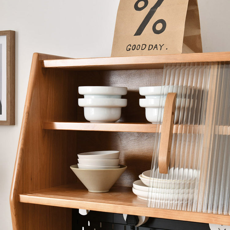 Rectangle Glass Paned Accent Cabinet Industrial Natural Finish Storage Cabinet Clearhalo 'Cabinets & Chests' 'cabinets_chests' 'furn' 'furn_cabinets_chests' 'Furniture' 'Living Room Furniture' 6671946