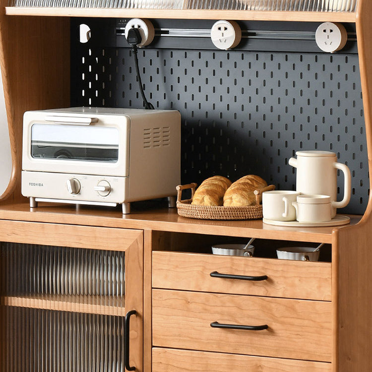 Rectangle Glass Paned Accent Cabinet Industrial Natural Finish Storage Cabinet Clearhalo 'Cabinets & Chests' 'cabinets_chests' 'furn' 'furn_cabinets_chests' 'Furniture' 'Living Room Furniture' 6671948