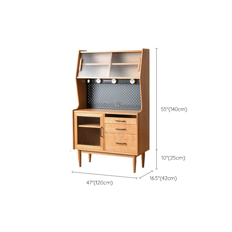 Rectangle Glass Paned Accent Cabinet Industrial Natural Finish Storage Cabinet Clearhalo 'Cabinets & Chests' 'cabinets_chests' 'furn' 'furn_cabinets_chests' 'Furniture' 'Living Room Furniture' 6671954