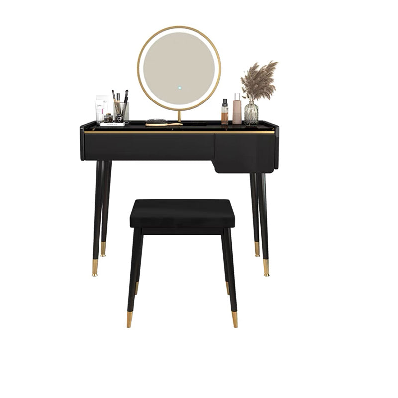 Glam houten framekrandtafel leisteen top ijdelheid met laden