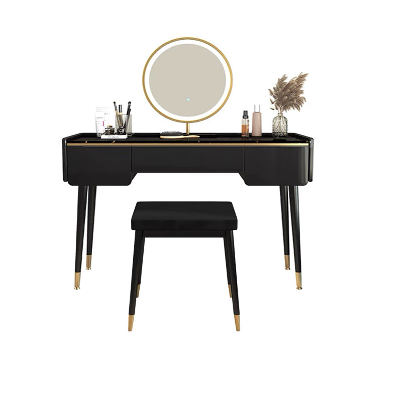 Glam houten framekrandtafel leisteen top ijdelheid met laden