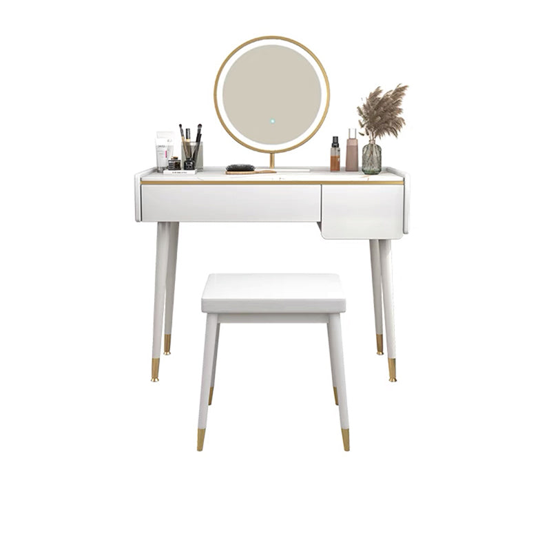 Glam houten framekrandtafel leisteen top ijdelheid met laden