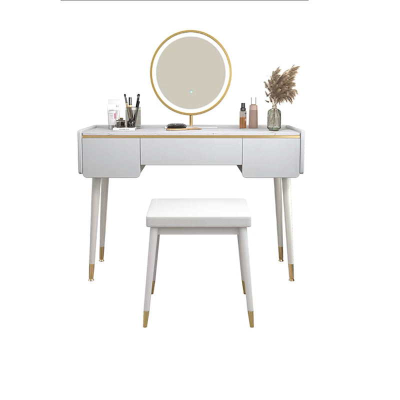 Glam houten framekrandtafel leisteen top ijdelheid met laden