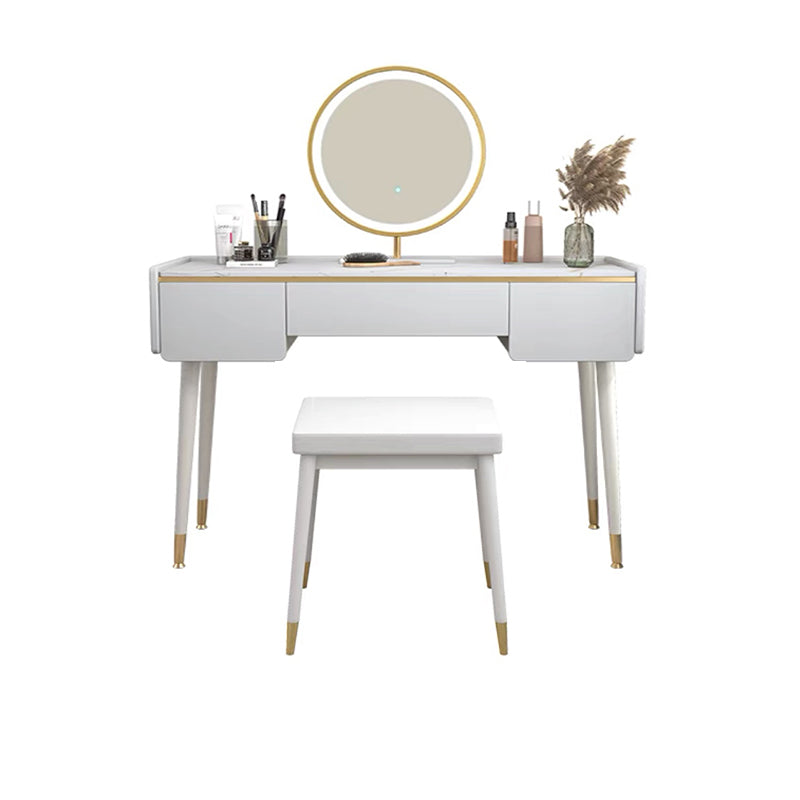 Glam houten framekrandtafel leisteen top ijdelheid met laden