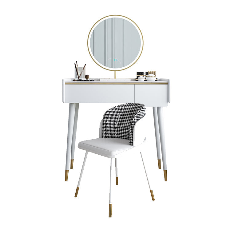 Glam houten framekrandtafel leisteen top ijdelheid met laden