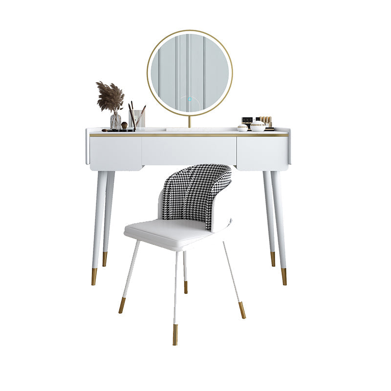 Glam houten framekrandtafel leisteen top ijdelheid met laden