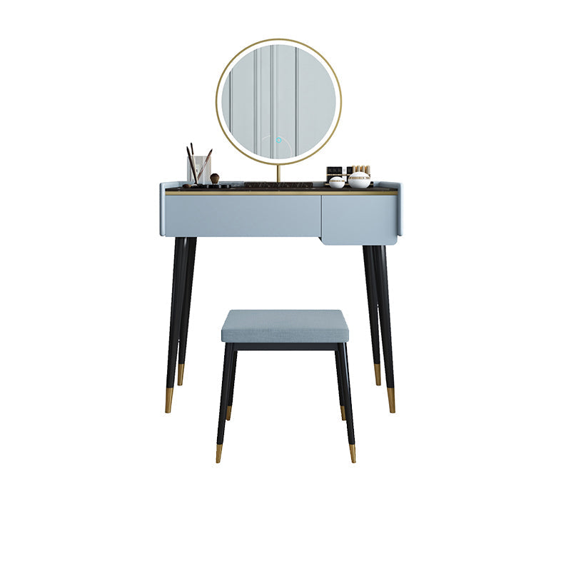 Glam houten framekrandtafel leisteen top ijdelheid met laden