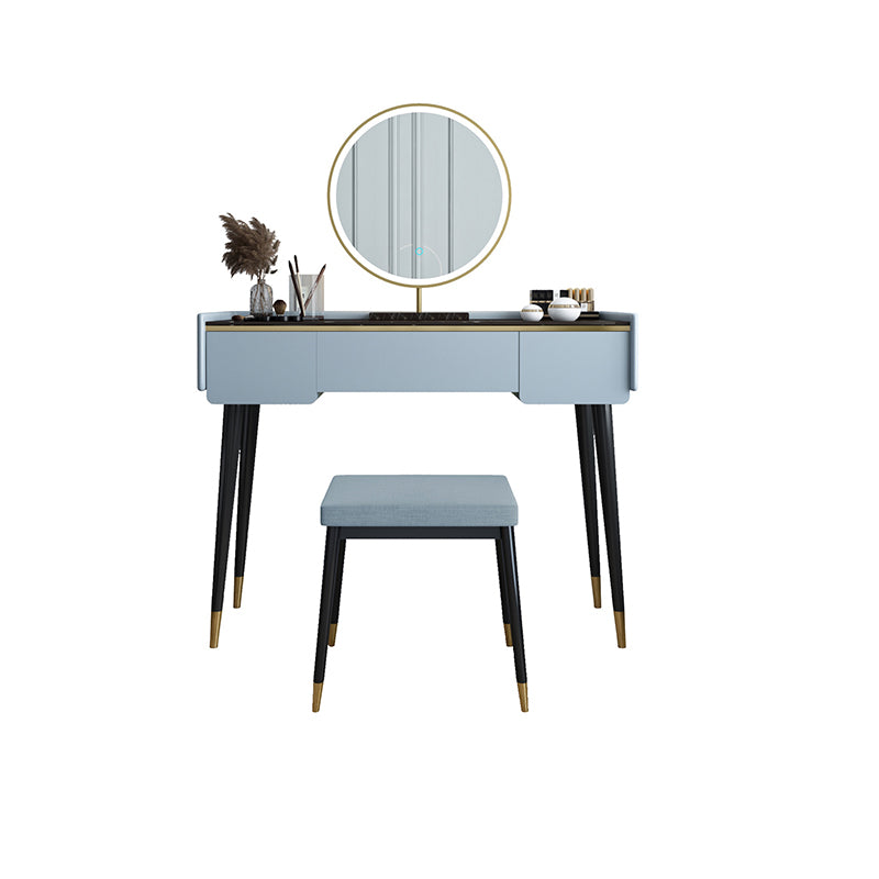 Glam houten framekrandtafel leisteen top ijdelheid met laden