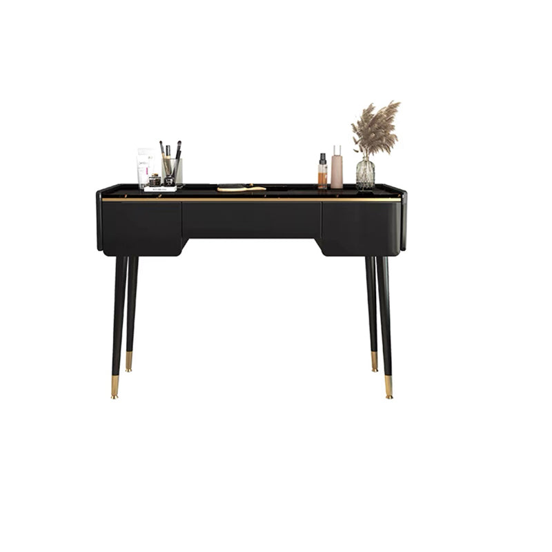 Glam houten framekrandtafel leisteen top ijdelheid met laden