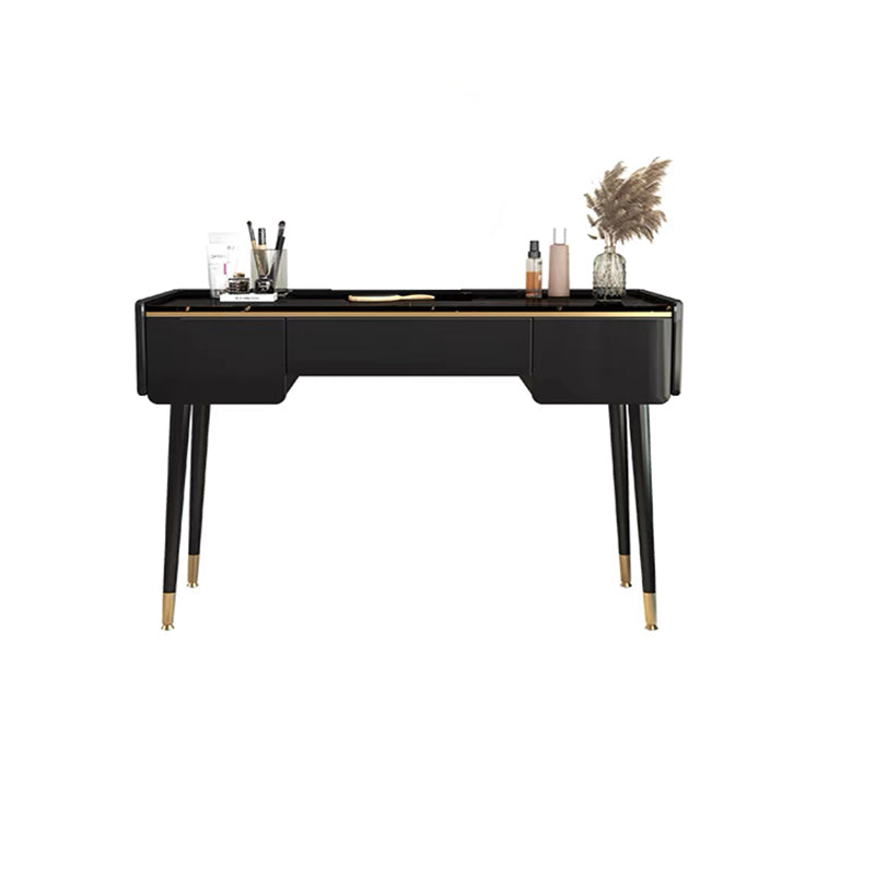 Glam houten framekrandtafel leisteen top ijdelheid met laden