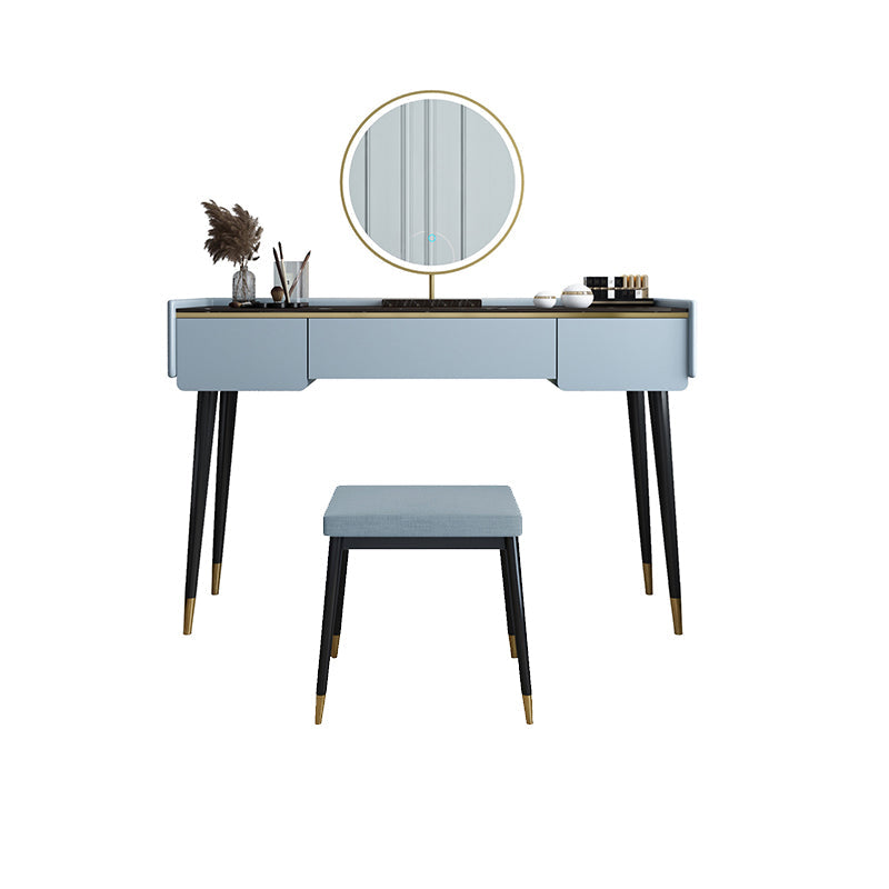 Glam houten framekrandtafel leisteen top ijdelheid met laden