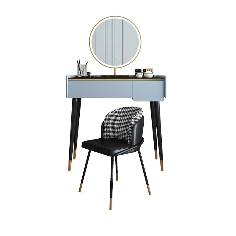 Glam houten framekrandtafel leisteen top ijdelheid met laden